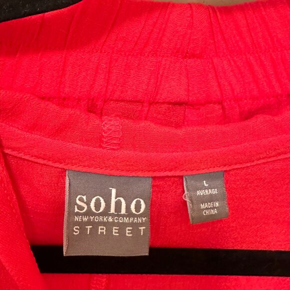 Bold Coral Hooded Tie-Front Top & Pants Set – Size L - Picture 10 of 10